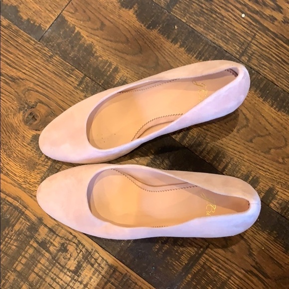 J. Crew Stacked Mid Heel pink Pumps Suede L0315 - Picture 3 of 3